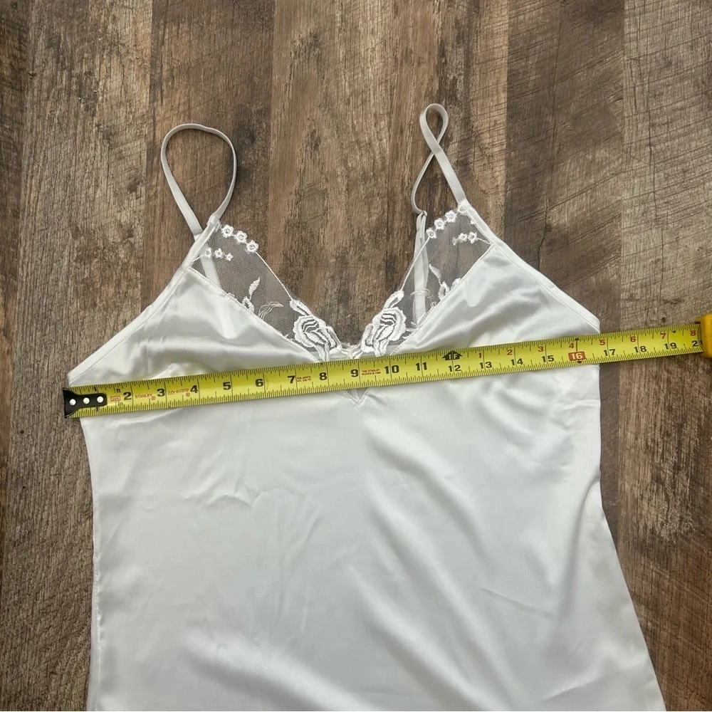 Elegant White Satin Bridal Lace Bow Night Gown Slip Small - Picture 6 of 7